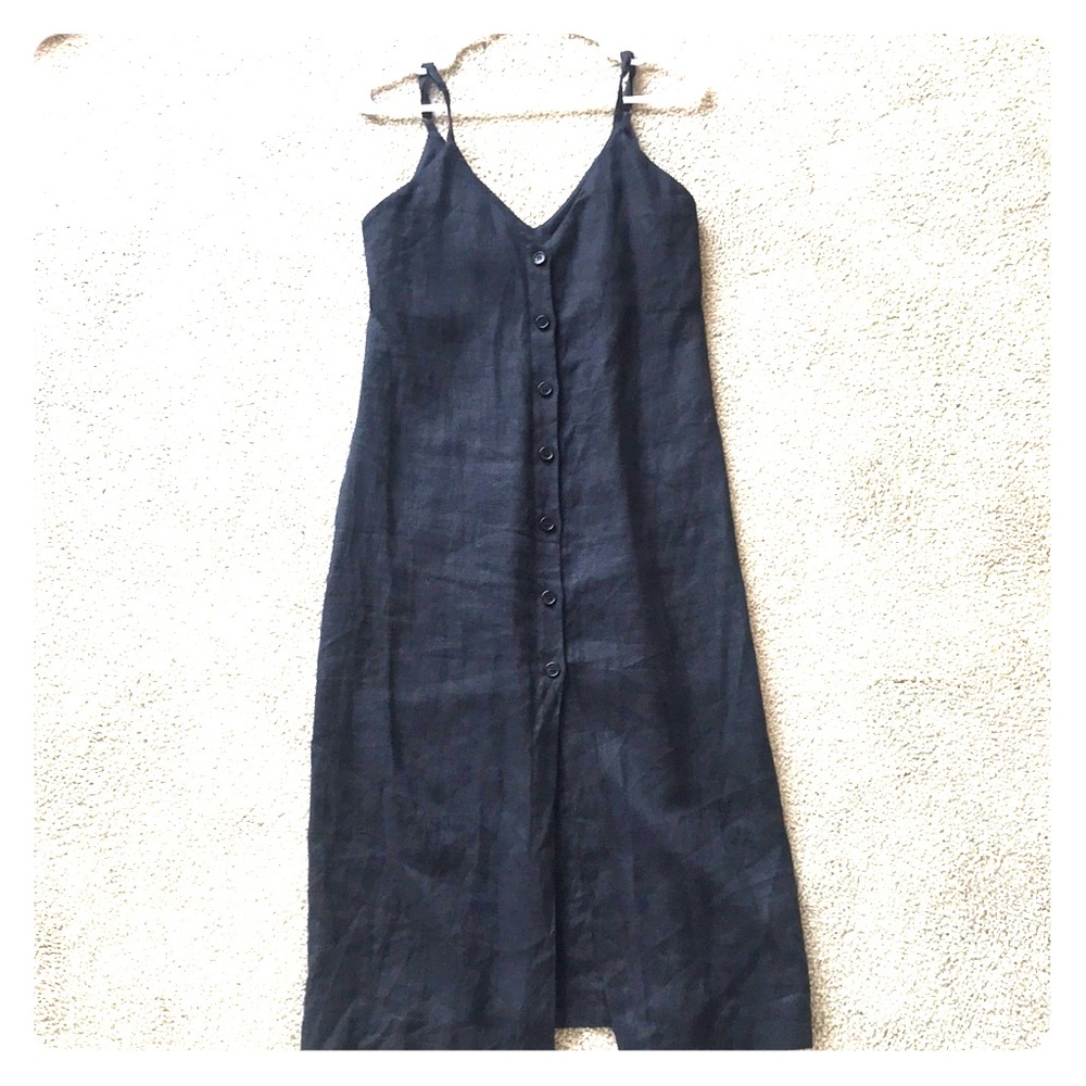 Reformation Black Button-up Linen Dress